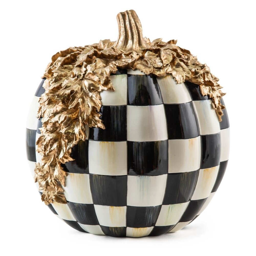 Mackenzie-Childs Courtly Check Gold Foliage Pumpkin